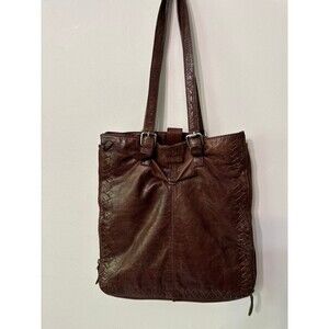 LATICO USA BROWN LEATHER EXPANDABLE TOTE